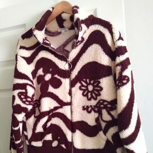 Fluffy Bomber Jacket Brown/Cream New